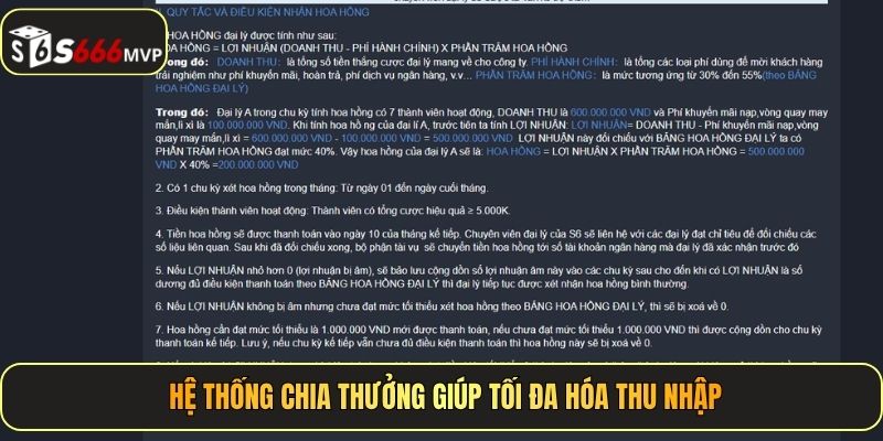 Hệ thống chia thưởng giúp tối đa hóa thu nhập